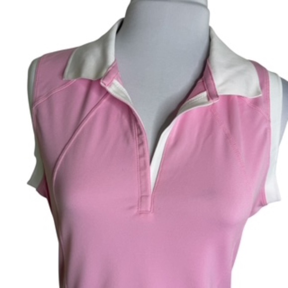 NWT Nike Sleeveless V-Neck w/ Collar Dri-Fit Pink Top Size L - Picture 2 of 9